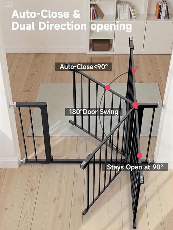 29.5-46" Extra Wide Baby Gate for Stairs, Dog Gate for Doorways, Walk Thru Auto - Image 5