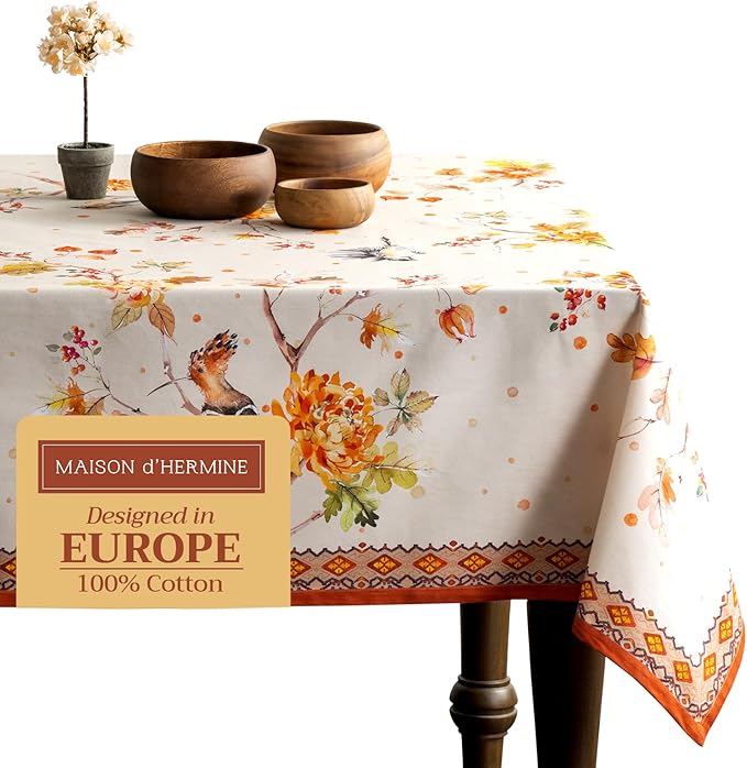 Maison d' Hermine Table Cloth Rectangle Table 100% Cotton 70 x 120 Inches Fall by MaisondHermine