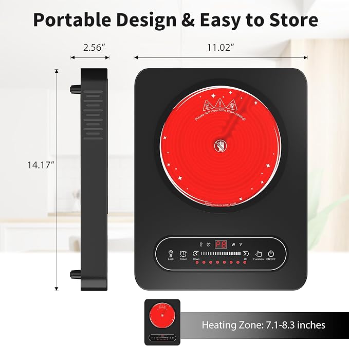 Single Burner Electric Cooktop, 110V 1800W Electric Stove Top - Image 8