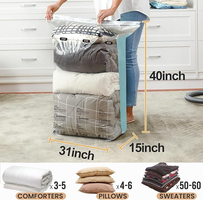 TAILI 6 Pack Vacuum Storage Bags, Jumbo Cube, Large Vacuum Seal Bags - Image 3