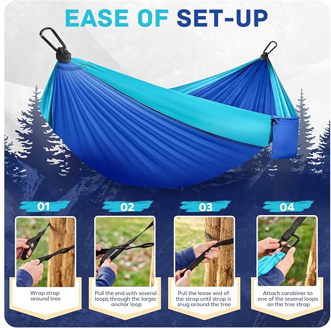 Hammock in Blue, Extra Large 106 x 55 Inch, 600 lb Capacity