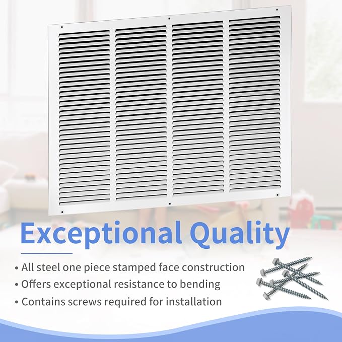 24"W x 18"H Steel Return Air Grille, Air Return Vent Cover - Image 2