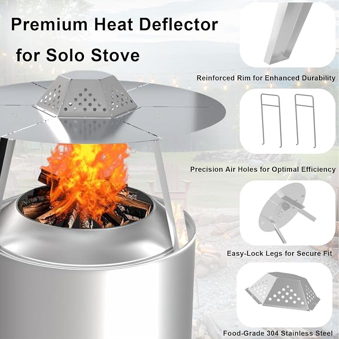 Heat Deflector for Solo Stove Bonfire 19.5", 304 Stainless Steel Heat Diffuser - Image 3