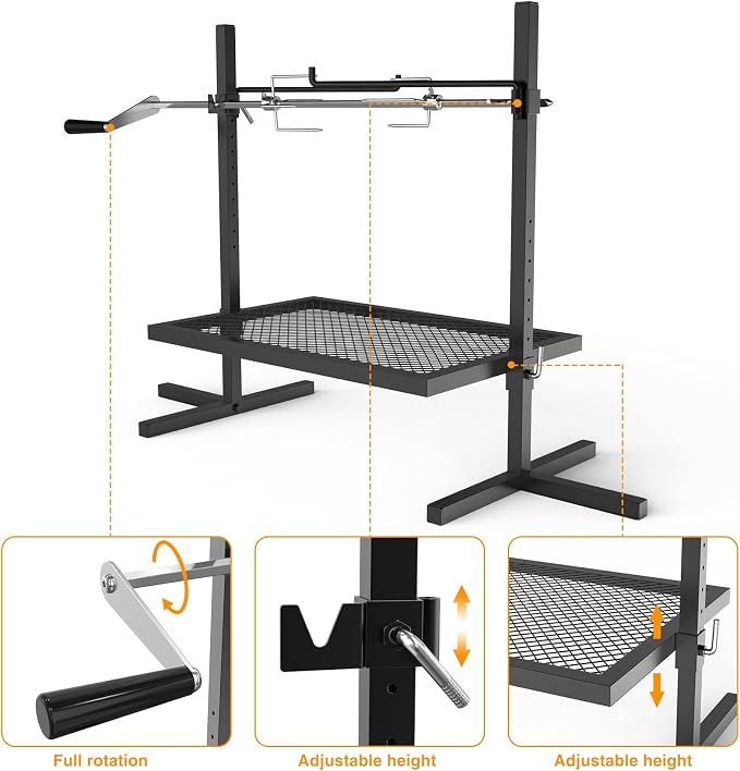 only fire Adjustable Grill Rotisserie System and Spit, Over Fire Camp Grill - Image 2