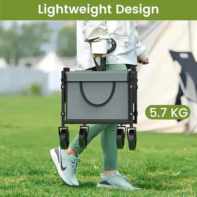 Collapsible Wagon with Wheels, 220 lbs Wagons Carts Foldable Wagon Cart with - Image 3