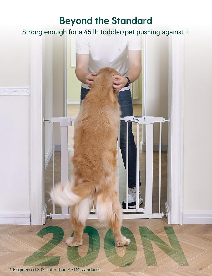 BABELIO 36" Tall Baby Gate, PressGuard P7, 29-48" Auto Close Pressure Mounted - Image 2