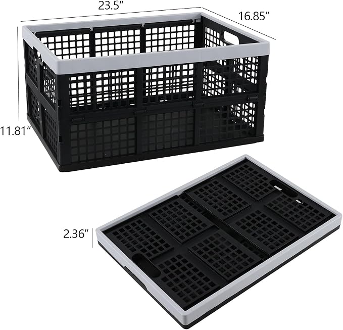 Yuright 3 Pack Folding Storage Crates Large, 67 L Plastic Stackable Utility - Image 2
