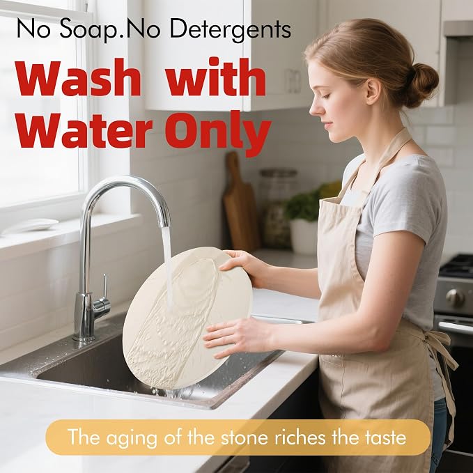 12.4" Round Pizza Stone, Heavy Duty Cordierite Pizza Pan - Image 5