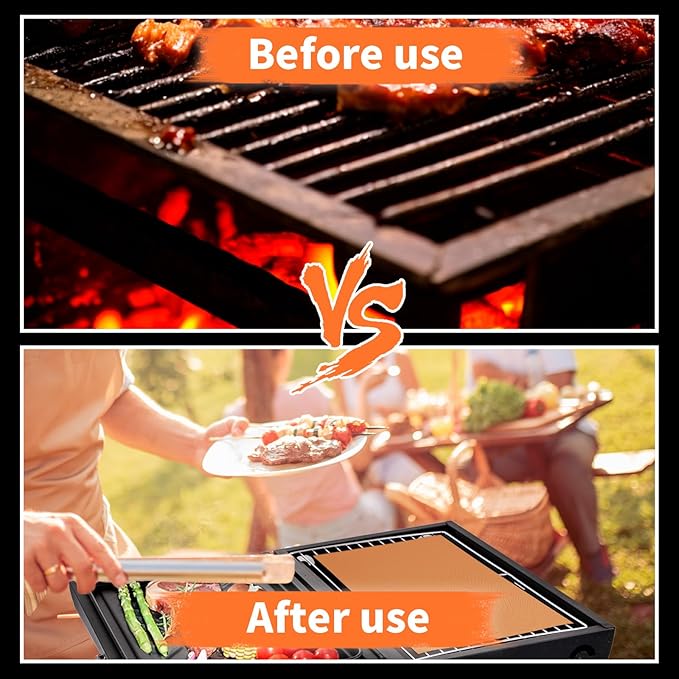 WIBIMEN Grill Mats for Outdoor Grill, Copper 9pcs Grill Mat, 100% Non-Stick - Image 3