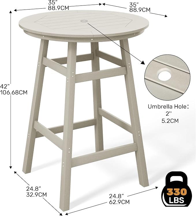 Costaelm Patio Bistro Table, Outdoor Bistro Dining Pub Table - Image 3