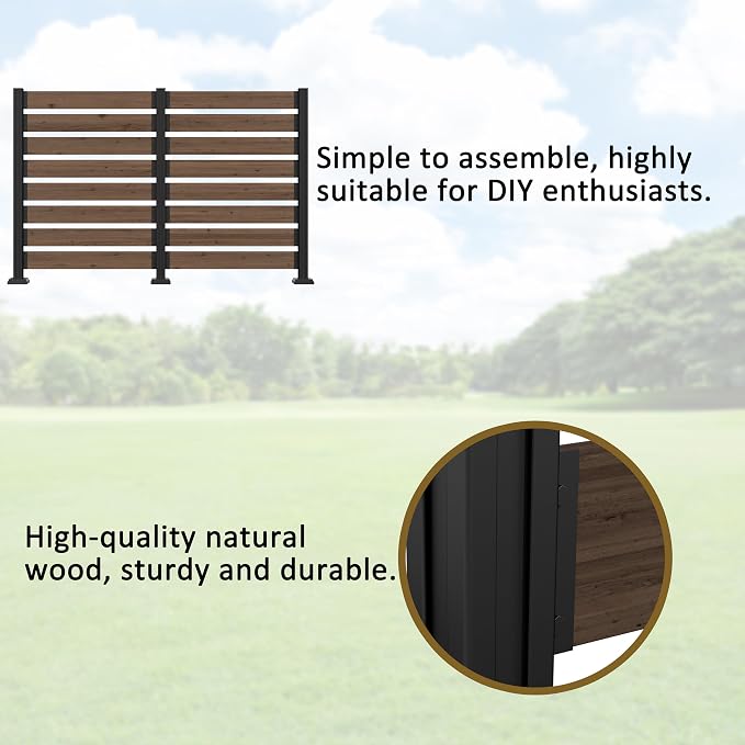 MUPATER 49” H×78” W Outdoor Privacy Screen Fence, No Dig Wooden Privacy Fence - Image 6
