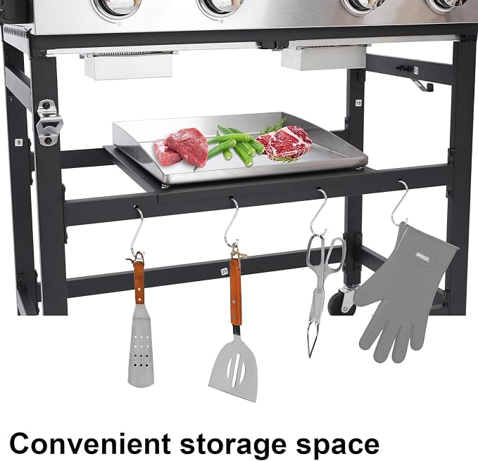 2 in 1 Propane Griddle Grill Combo 38200 BTU, 4-Burner Propane Gas BBQ Grill - Image 4