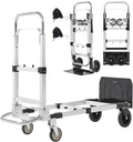 Upgraded 3 in 1 Aluminum Folding Hand Truck, 600lbs Capacity, Heavy Duty by ZROECWT