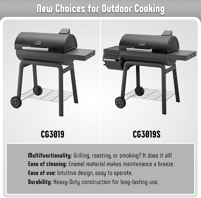 BBQ Charcoal Grill with Side Table, 30-In Heavy Duty Outdoor BBQ Grill with 647 - Image 8