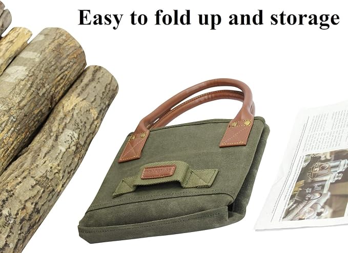 INNO STAGE Firewood Log Carrier Bag Waxed Canvas Tote Holder - Image 6