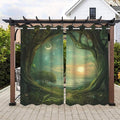 Forest Theme Waterproof Indoor/Outdoor Curtains, Trees Moon Lake Pattern by Lirduipu