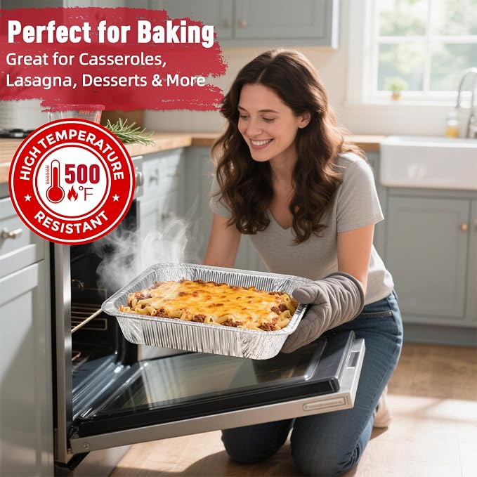 Aluminum Pans Half Size, Heavy Duty Disposable Foil Pans - Image 4