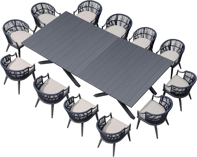 PURPLE LEAF 14 Pieces Outdoor Dining Set All Weather Wicker Patio Dining Set by Unknown