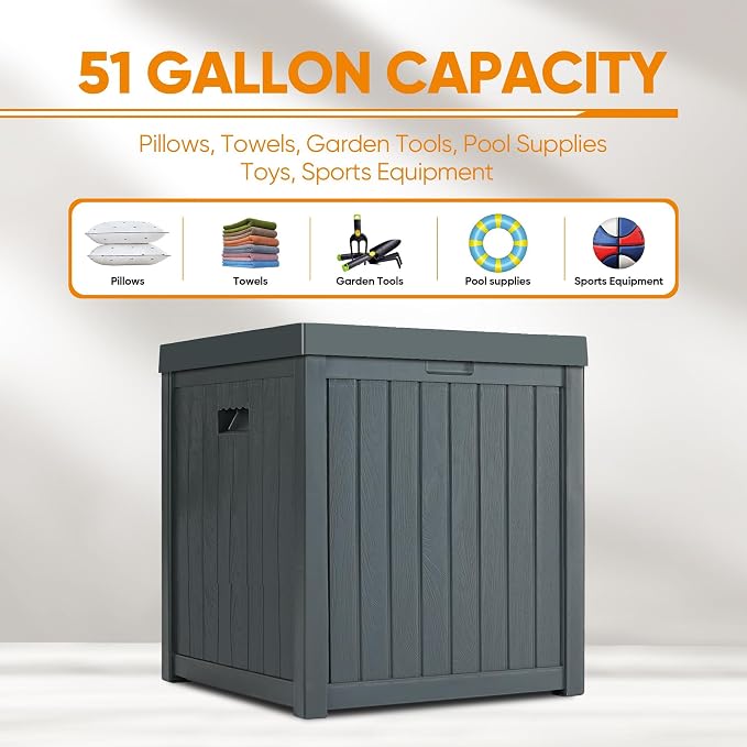 ZYJOYY 51 Gallon Resin Deck Box, Outdoor Storage Box Waterproof - Image 6