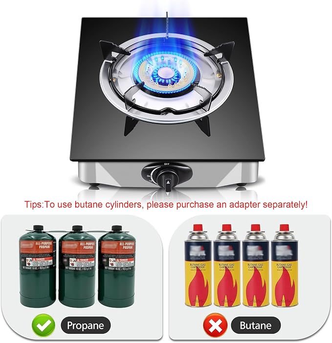 Single Burner Propane Stove, Portable Tempered Glass Camping Stove Propane - Image 7