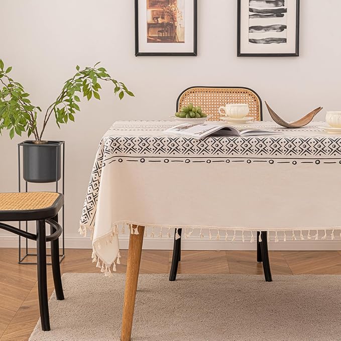 Waterproof Tassels Tablecloth, Bohemian Orange Colorful Table Cloth, Rectangle - Image 7