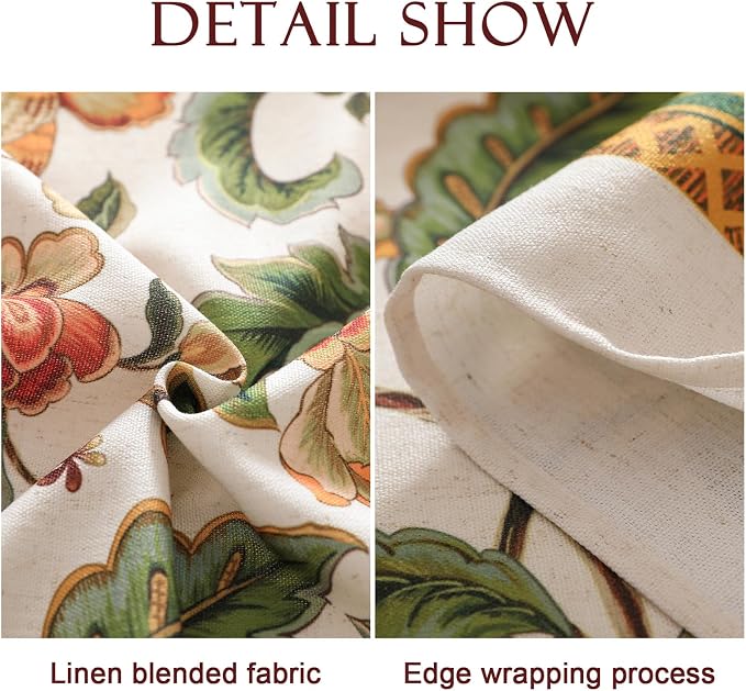 patdrea Designer Vintage Linen Rectangle Tablecloth, Provencal Rustic Floral - Image 5