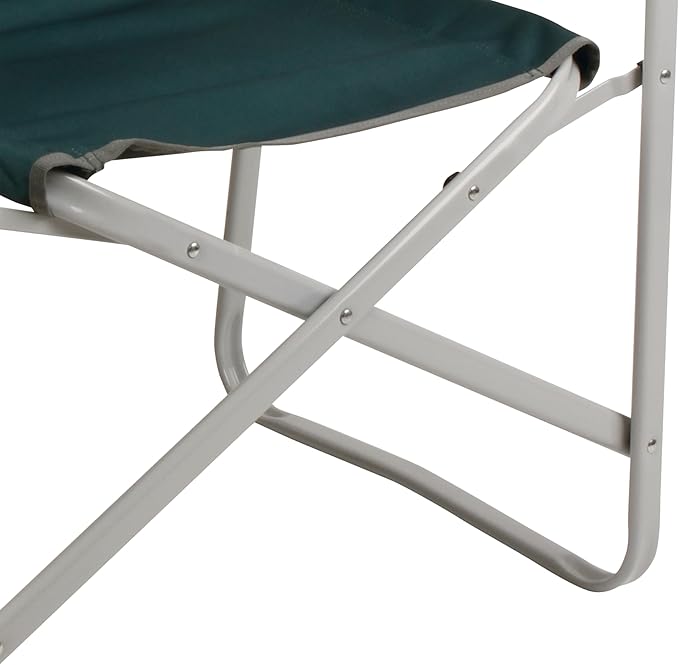 Camping Chair in Green with Flip-Up Side Table and Cup Holder