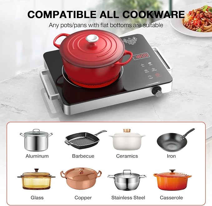 Portable Electric Cooktop 110V, 1800W Electric Stove Infrared Hot Plate - Image 6