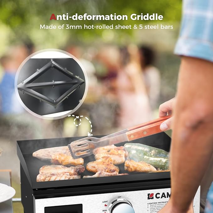 CAMPLUX Propane Gas Griddle Grill Combo 11, 000 BTU, Portable Camping Griddle - Image 5