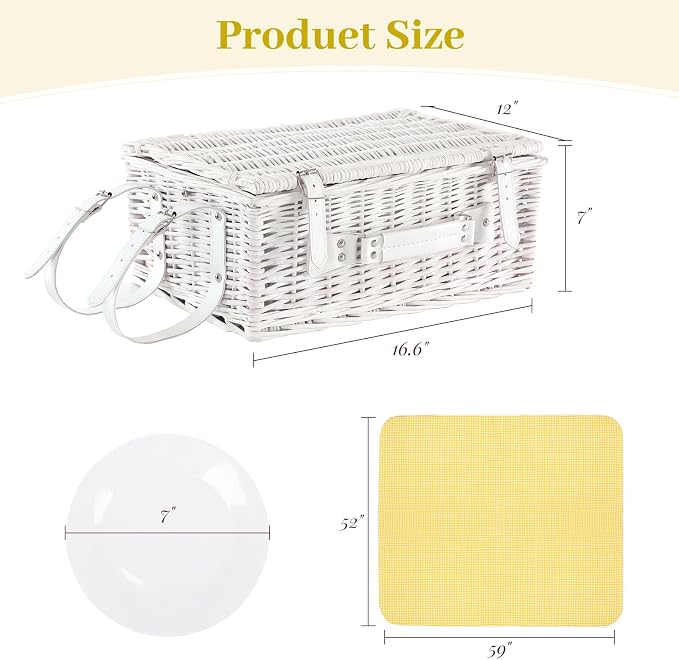 Neti Neti Wicker Picnic Basket for 4 - Image 4