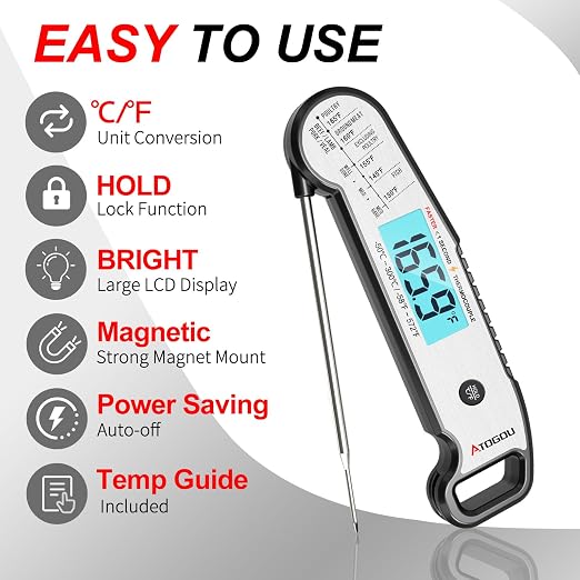 Atogou Professional Food & Meat Thermometer, 1 Sec Instant Read & ±0.5℉ Accuracy - Image 6