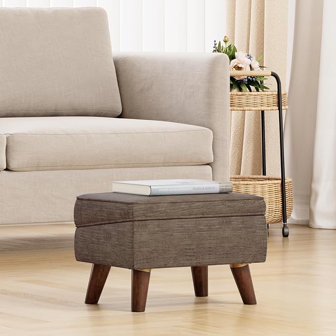 Small Footstool Ottoman with Adjustable Lid, Modern Storage Ottoman, Foot Rest - Image 9