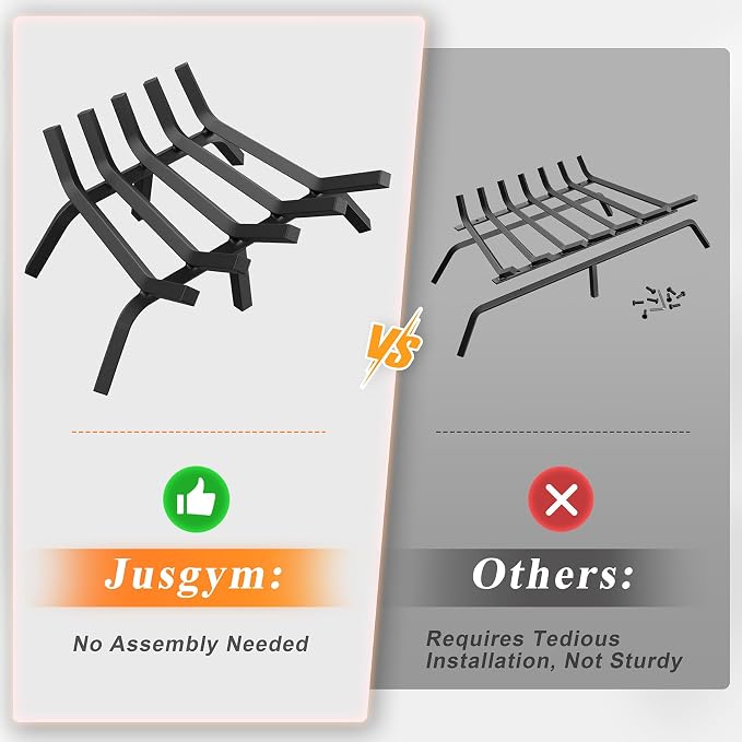Fireplace Grate 17 Inch, Solid Steel Heavy Duty Fireplace Log Holder - Image 5
