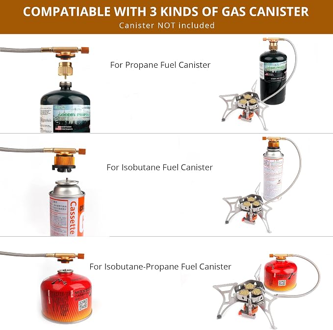 6800W Camping Stove with Fuel Canister Adapter Portable Backpacking Gas Stove - Image 4