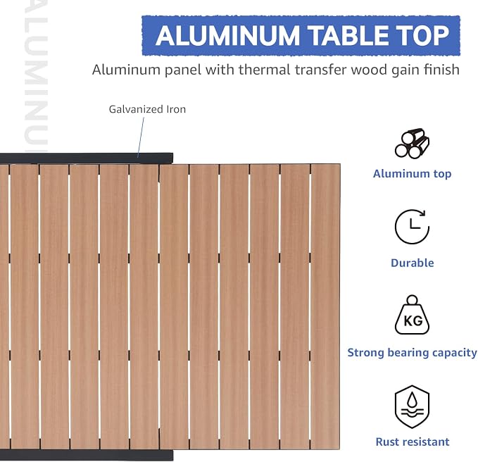 Soleil Jardin Aluminum Patio Extendable Dining Table, Adjustable Indoor Outdoor - Image 4
