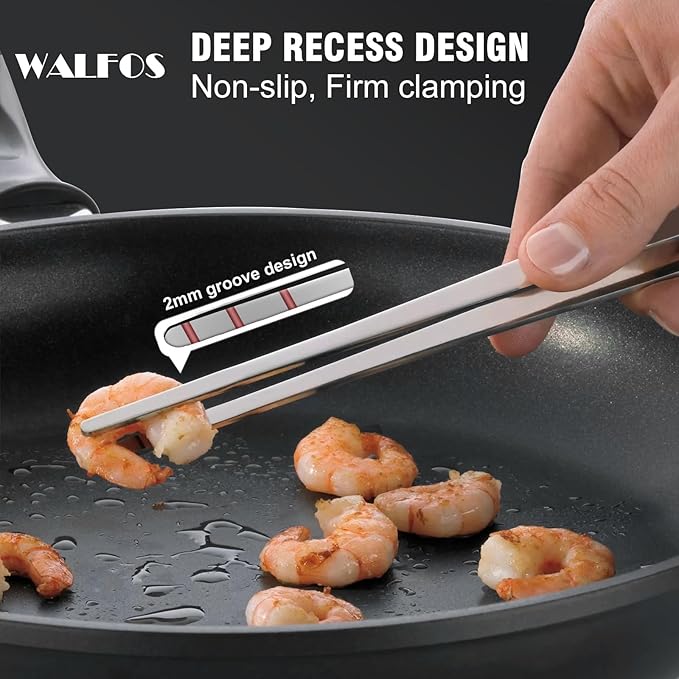 Tweezer Tongs, 3-Piece Stainless Steel Set in 8, 10 and 12 Inch