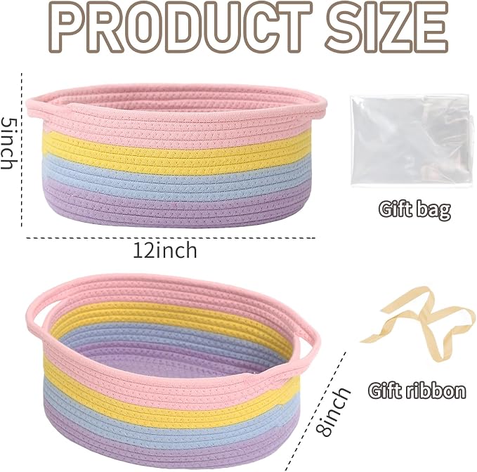 Woven Basket, Small Rope Storage Bin - Image 2