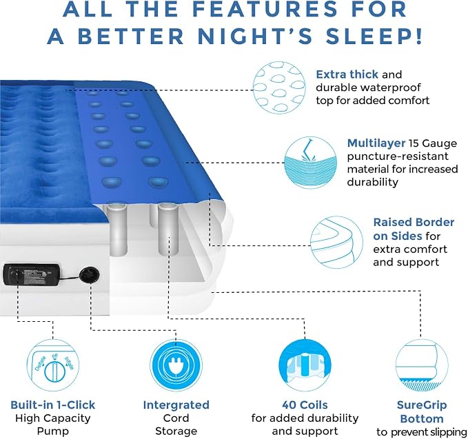 SoundAsleep Products Dream Series Luxury Air Mattress, ComfortCoil Technology - Image 2