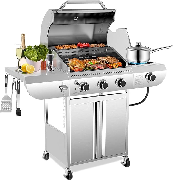 G31 pro Gas Grill 34, 000 BTU 3-Burner Propane Grill by Electactic
