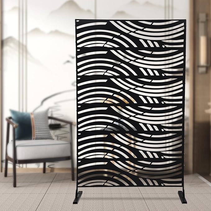DNYSYSJ Metal Outdoor Divider 71x40'' Privacy Screens 6 Panels Freestanding - Image 4