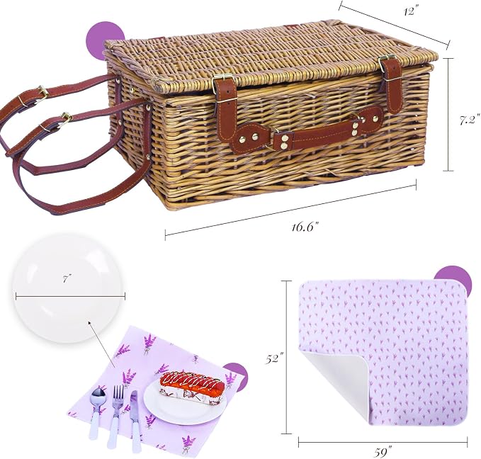 Neti Neti Wicker Picnic Basket for 4 - Image 3