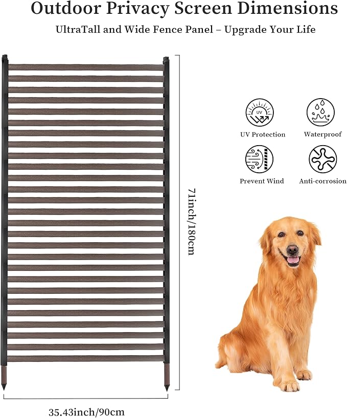 Outdoor 3FT x 6FT Metal Privacy Screen, Privacy Fence Panels - Image 2