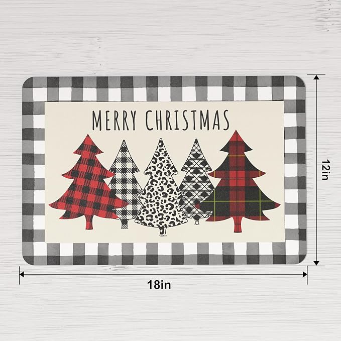 QIYI Christmas Placemats Set of 6, 12x18 Inch PU Leather Place Mats - Image 3