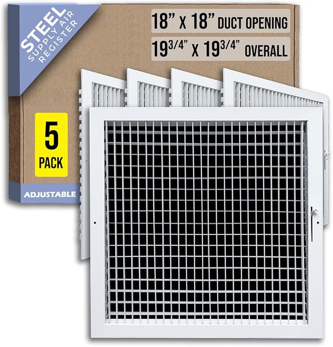 Fits 18x18 Duct Opening Steel Adjustable Air Supply Grille by Handua | Register by Handua