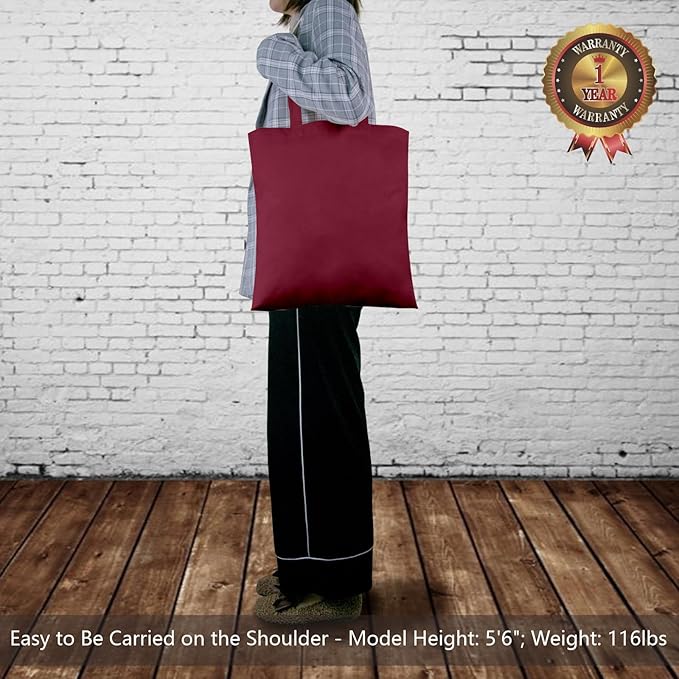 TOPDesign 24-Pack Economical 16"x15" Burgundy Cotton Tote Bags, Lightweight - Image 2