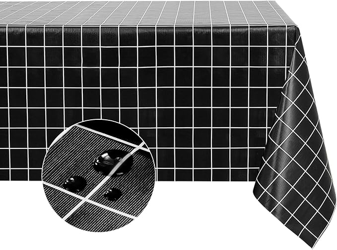Romanstile Rectangle Vinyl Tablecloth, 100% Waterproof Oil-Proof Checkered by Romanstile