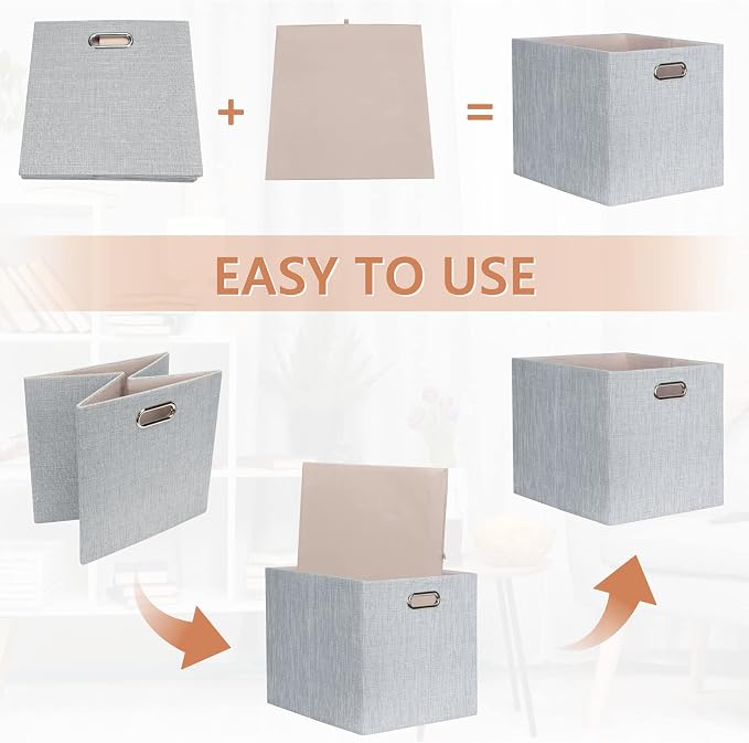 Posprica 13x15x13in Collapsible Storage Bins, Fabric Foldable Cube Storage Boxes - Image 6