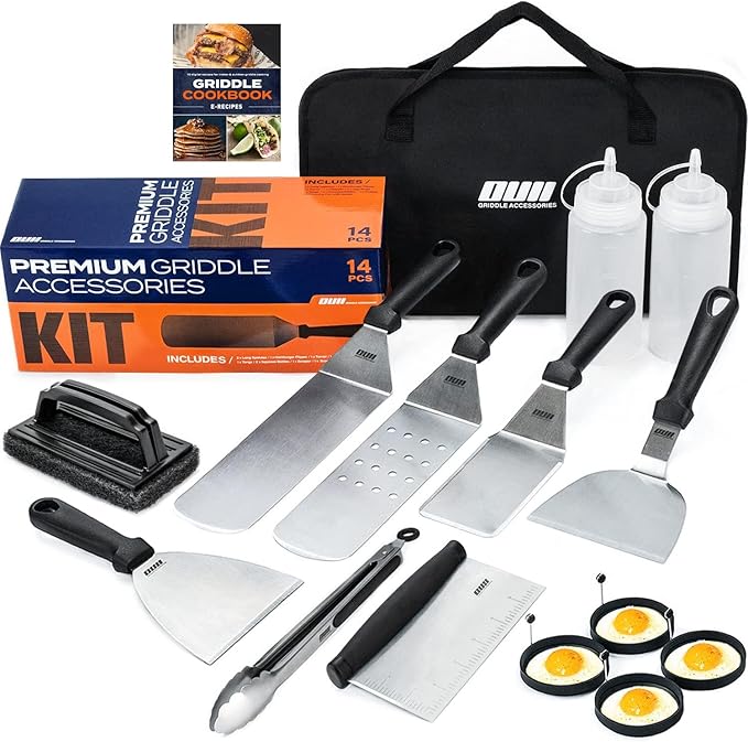 Barbecue Tool Set, 14-Piece Stainless Steel Griddle Accessories Kit