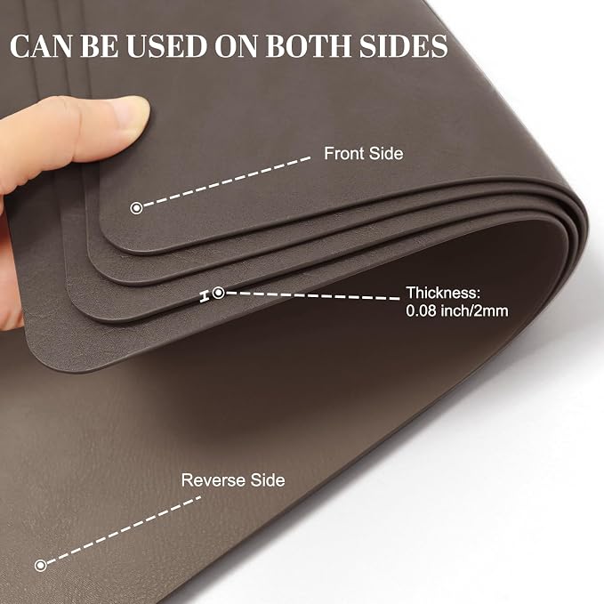 BLESWIN Faux Leather Placemats, 12×17 Inch -Double Side Texture Color Table Mats - Image 7