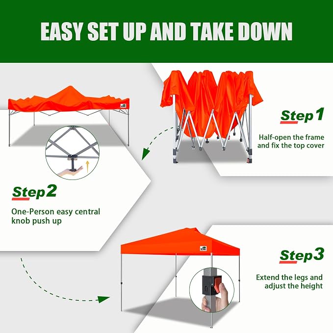 Eurmax USA NOMATTER ONE-Person Open&Close 10x10ft Pop Up Canopy Tent，Portable - Image 2